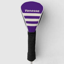 Retro Grapevine Drie Overdwars Strepen met Naam Golfheadcover