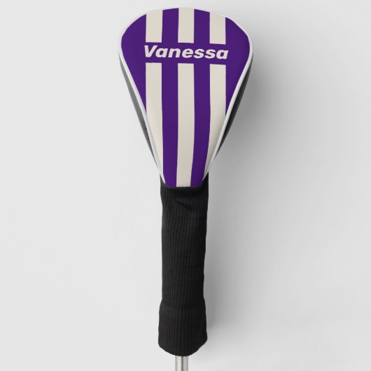 Retro Grapevine Drie Speldstrepen met Naam Golfheadcover (Voorkant)