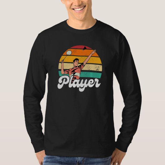 Retro Graphic Badminton Player Shuttlecock Player T-shirt (Voorkant)