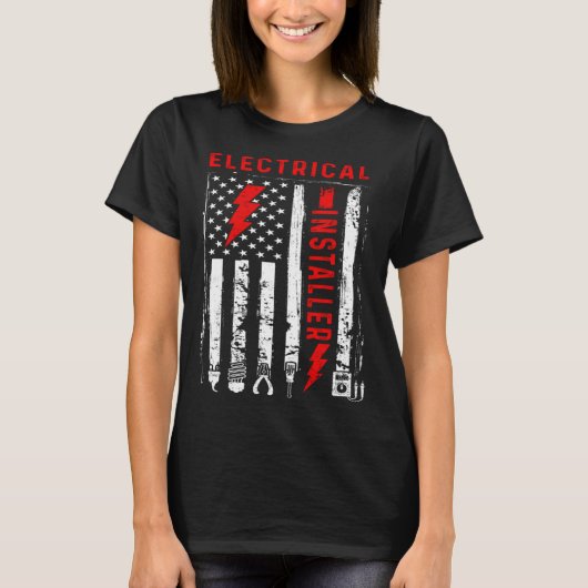 Retro Graphic Electrician Electrical Engineer Engi T-shirt (Voorkant)