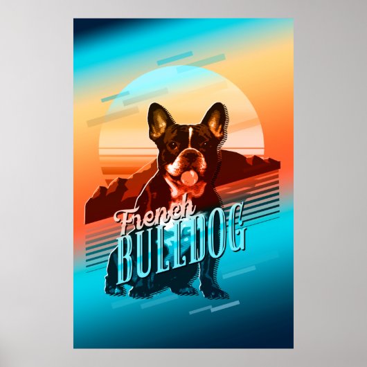 Retro Graphic French Bulldog Multi-Color ID754 Poster (Voorkant)