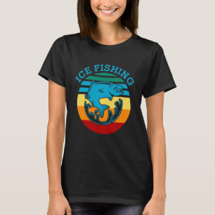 Retro Graphic Geviste Rod ijs Fisher Ice Vissen F T-shirt