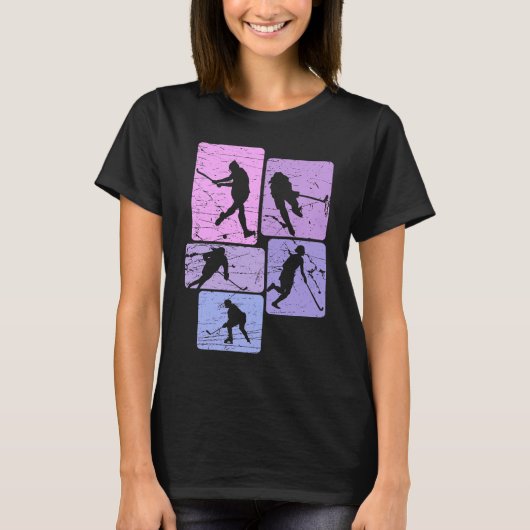 Retro Graphic Hockey Player Field Hockey T-shirt (Voorkant)