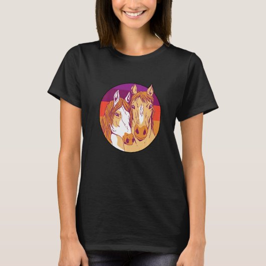 Retro Graphic Horse Lover Equestrian Rider Horses  T-shirt (Voorkant)