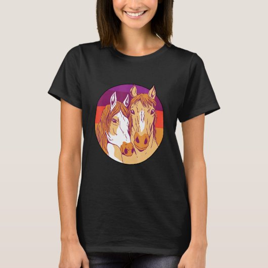 Retro Graphic Horse Lover Equestrian Rider Horses  T-shirt (Voorkant)