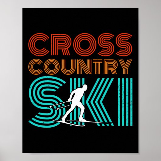Retro Graphic Langlaufen Wintersport B Poster (Voorkant)