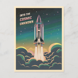 Retro Graphic LoFi Cosmic Retrowave Spaceshuttle Briefkaart