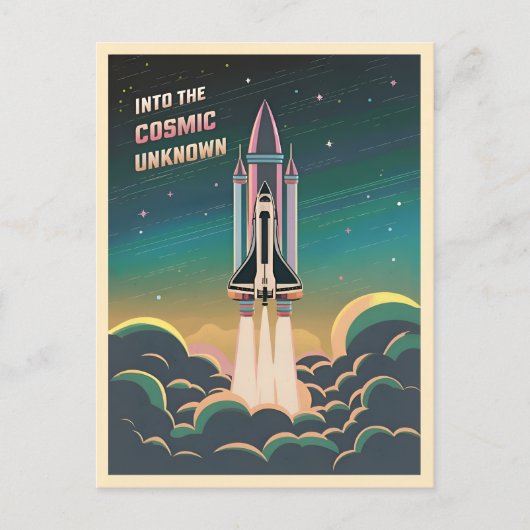 Retro Graphic LoFi Cosmic Retrowave Spaceshuttle Briefkaart (Voorkant)