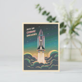 Retro Graphic LoFi Cosmic Retrowave Spaceshuttle Briefkaart (Staand voorkant)