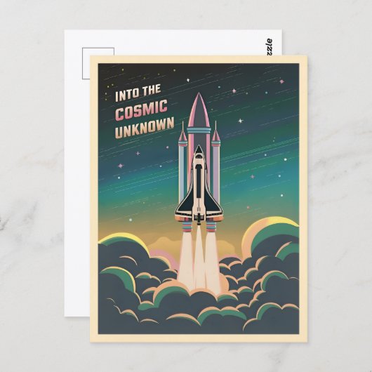 Retro Graphic LoFi Cosmic Retrowave Spaceshuttle Briefkaart (Voorkant / Achterkant)