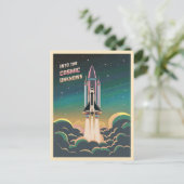 Retro Graphic LoFi Cosmic Retrowave Spaceshuttle Briefkaart (Staand voorkant)