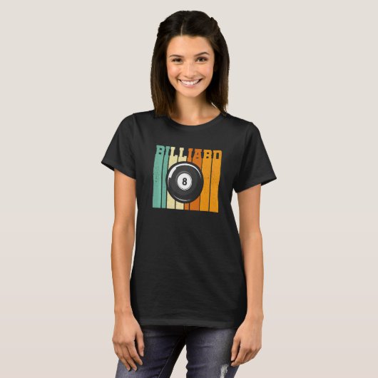 Retro Graphic Pool Billard Snooker Billard Cue 8 B T-shirt (Voorkant volledig)