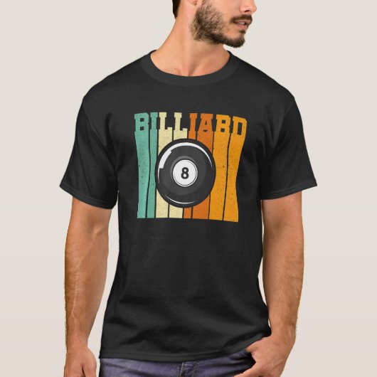 Retro Graphic Pool Billard Snooker Billard Cue 8 B T-shirt (Voorkant)