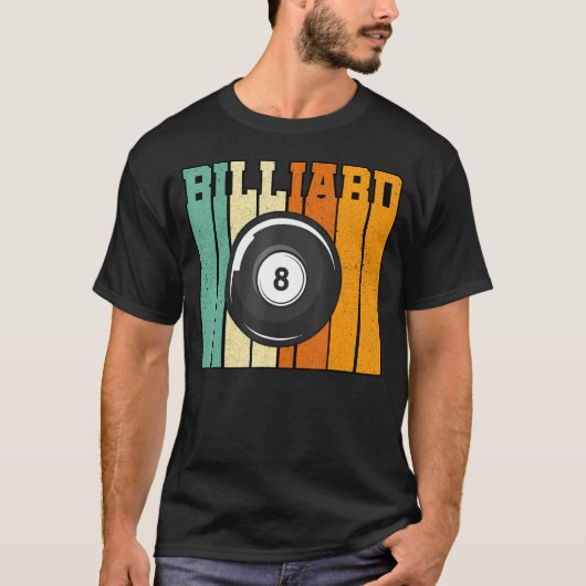 Retro Graphic Pool Billard Snooker Billard Cue 8 B T-shirt (Voorkant)