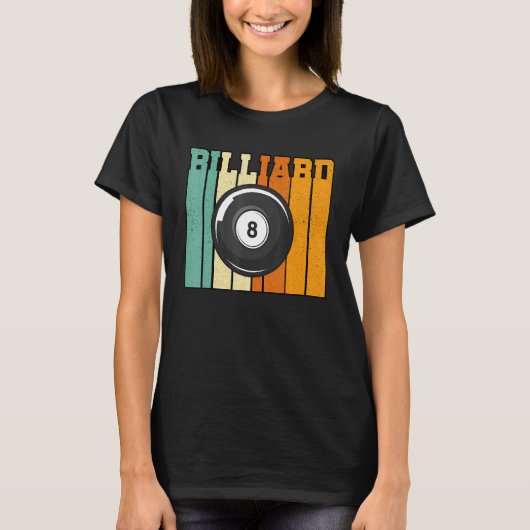 Retro Graphic Pool Billard Snooker Billard Cue 8 B T-shirt (Voorkant)