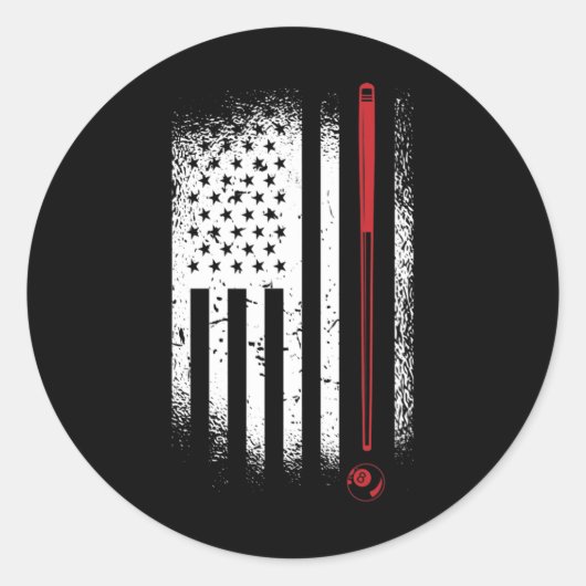 Retro Graphic Pool Billard Snooker Billard Cue 8-l Ronde Sticker (Voorkant)