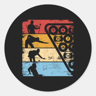 Retro Graphic Pool Billiard Snooker Billard Cue 8- Ronde Sticker