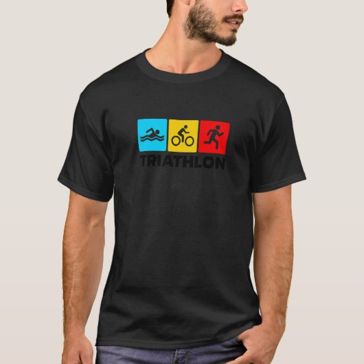 Retro Graphic Run Bike Swim Triathlon Triathletet  T-shirt (Voorkant)
