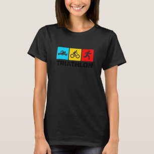 Retro Graphic Run Bike Swim Triathlon Triathletet  T-shirt