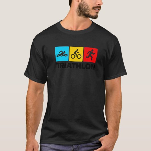 Retro Graphic Run Bike Swim Triathlon Triathletet  T-shirt (Voorkant)