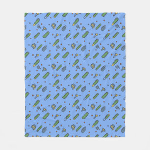 Retro Graphical Flying Clips Patroon op elke kleur Fleece Deken