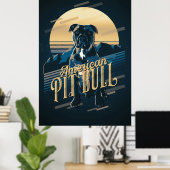 Retro Graphics American Pit Bull Blue ID754 Poster (Thuiskantoor)