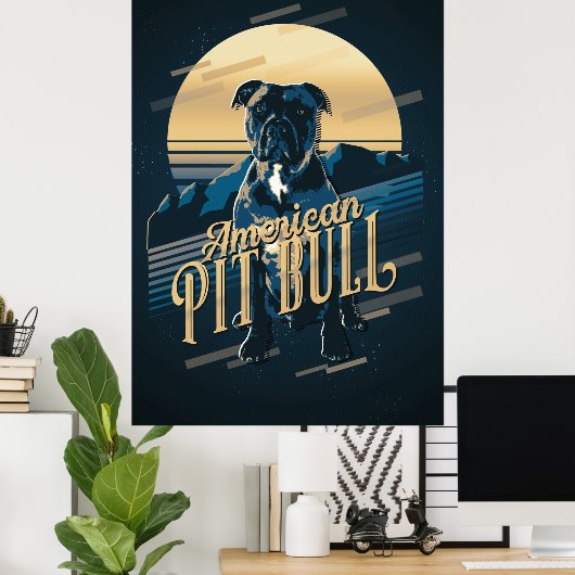 Retro Graphics American Pit Bull Blue ID754 Poster (Thuiskantoor)