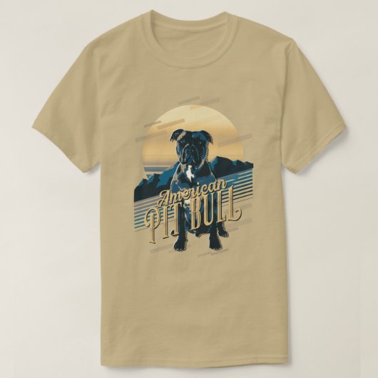 Retro Graphics American Pit Bull Blue ID754 T-shirt (Design voorkant)