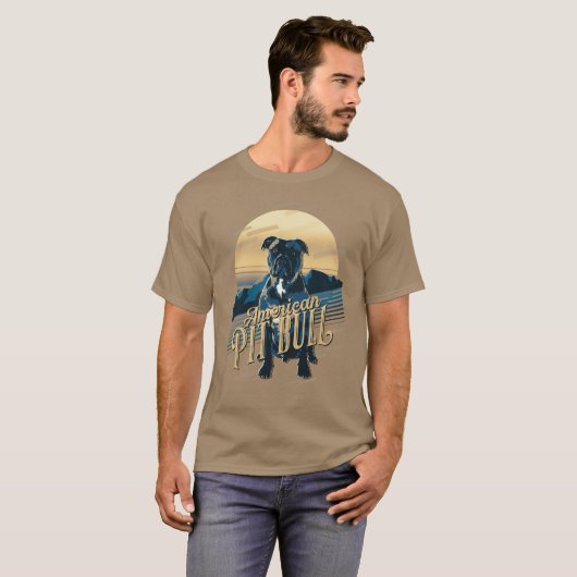 Retro Graphics American Pit Bull Blue ID754 T-shirt (Voorkant volledig)