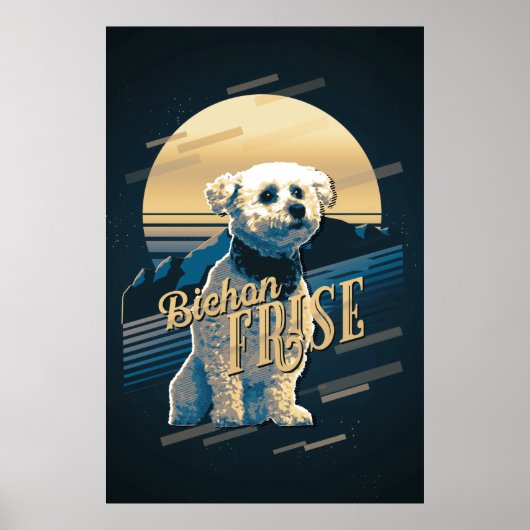 Retro Graphics Bichon Frise Blue ID754 Poster (Voorkant)