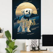 Retro Graphics Bichon Frise Blue ID754 Poster (Thuiskantoor)