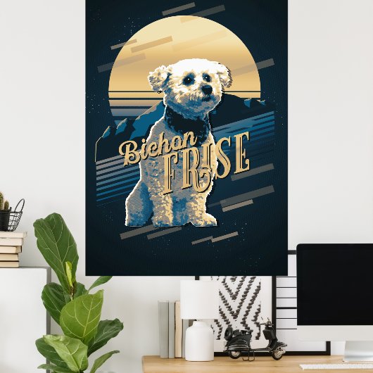 Retro Graphics Bichon Frise Blue ID754 Poster (Thuiskantoor)