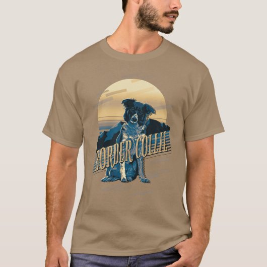 Retro Graphics Border Collie Blue ID754 T-shirt (Voorkant)