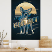 Retro Graphics Chihuahua Blue ID754 Poster (Keuken)