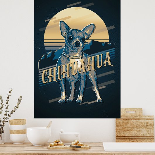 Retro Graphics Chihuahua Blue ID754 Poster (Keuken)