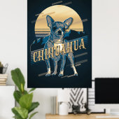 Retro Graphics Chihuahua Blue ID754 Poster (Thuiskantoor)