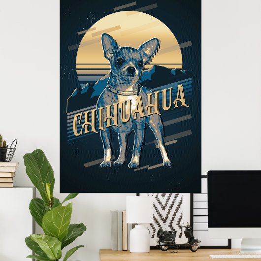 Retro Graphics Chihuahua Blue ID754 Poster (Thuiskantoor)