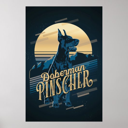 Retro Graphics Doberman Blue ID754 Poster (Voorkant)