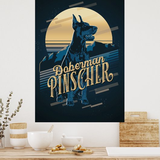 Retro Graphics Doberman Blue ID754 Poster (Keuken)