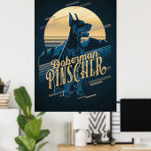 Retro Graphics Doberman Blue ID754 Poster (Thuiskantoor)