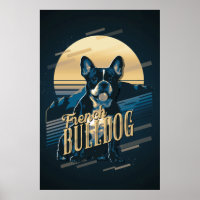 Retro Graphics Franse Bulldog Blue ID754