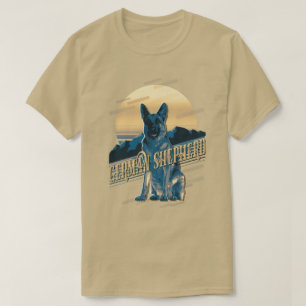 Retro Graphics German Shepherd Blue ID754 T-shirt