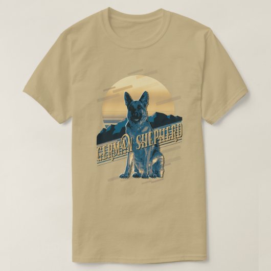 Retro Graphics German Shepherd Blue ID754 T-shirt (Design voorkant)