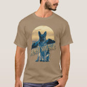 Retro Graphics German Shepherd Blue ID754 T-shirt (Voorkant)