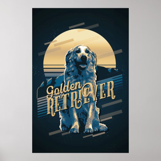 Retro Graphics Golden Retriever Blue ID754 Poster (Voorkant)