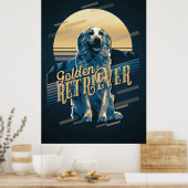 Retro Graphics Golden Retriever Blue ID754 Poster (Keuken)