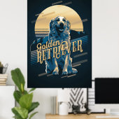Retro Graphics Golden Retriever Blue ID754 Poster (Thuiskantoor)