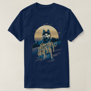 Retro Graphics Siberian Husky Blue ID754 T-shirt