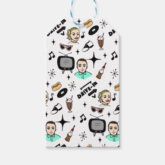 Retro Graphics van 1950: een nostalgische thuisdag Cadeaulabel (Voorkant)