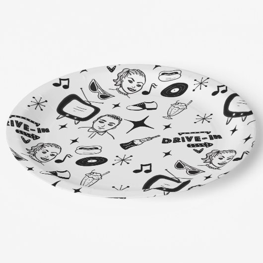 Retro Graphics van 1950: een nostalgische thuisdag Papieren Bordje (Gekanteld)